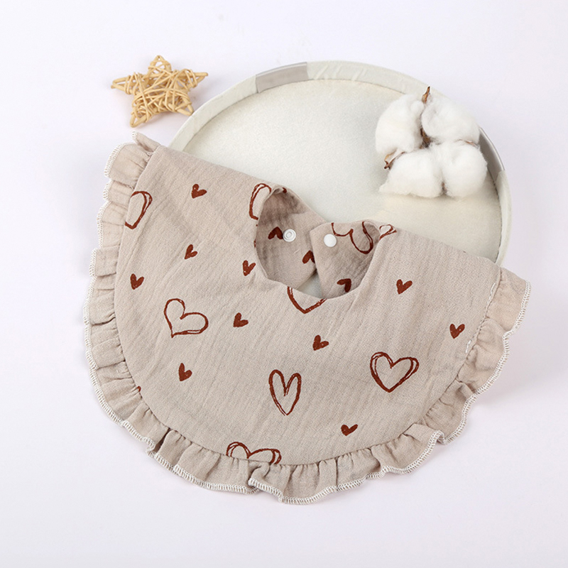 4-Layer Crinkle Fabric Round Lace Bib 4-Layer Crinkle Fabric Round Lace Bib