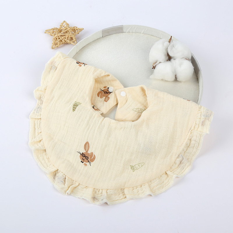 4-Layer Crinkle Fabric Round Lace Bib 4-Layer Crinkle Fabric Round Lace Bib