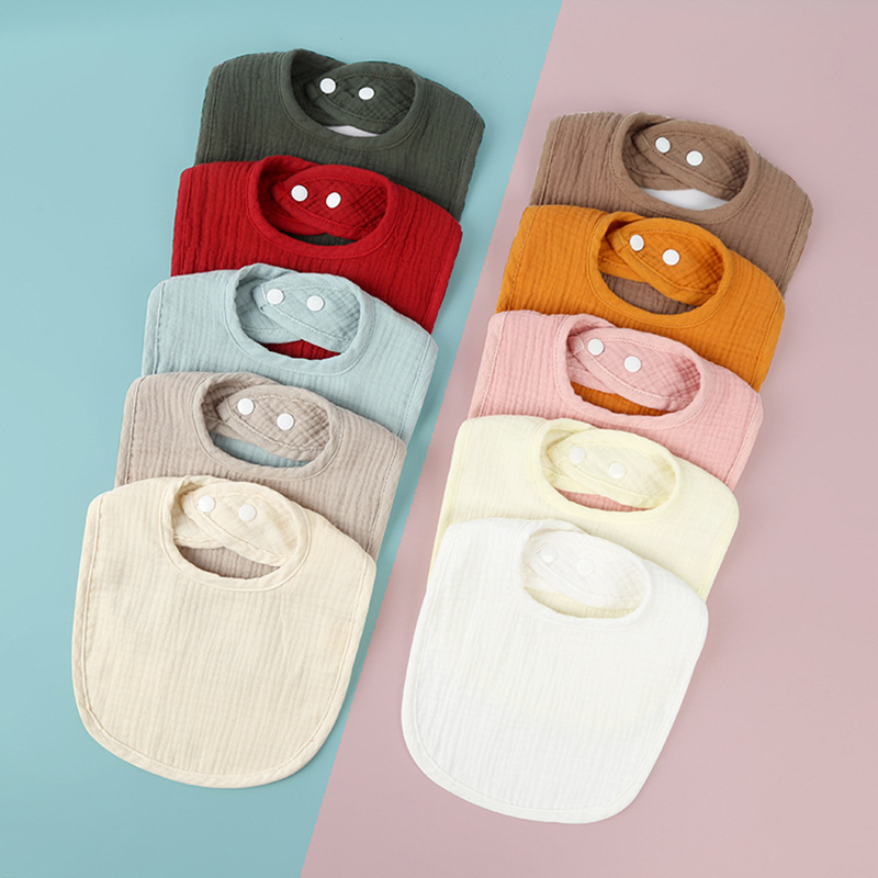 4-Layer Crinkle Fabric U-Shaped Bib With Matching Color Binding