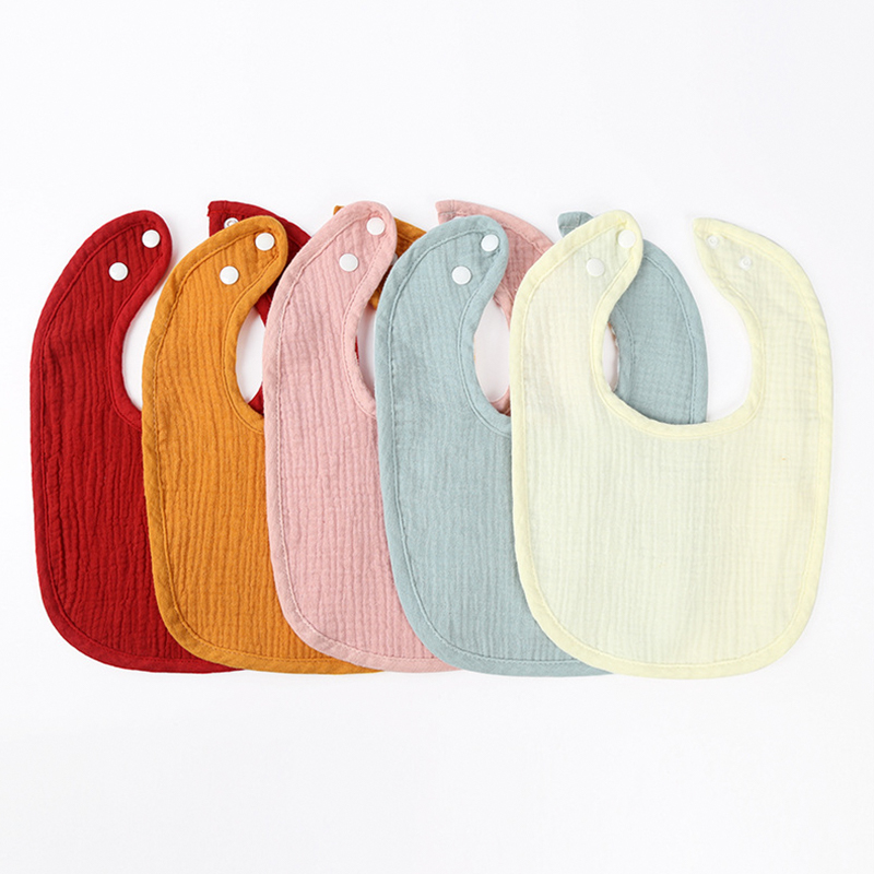 4-Layer Crinkle Fabric U-Shaped Bib With Matching Color Binding