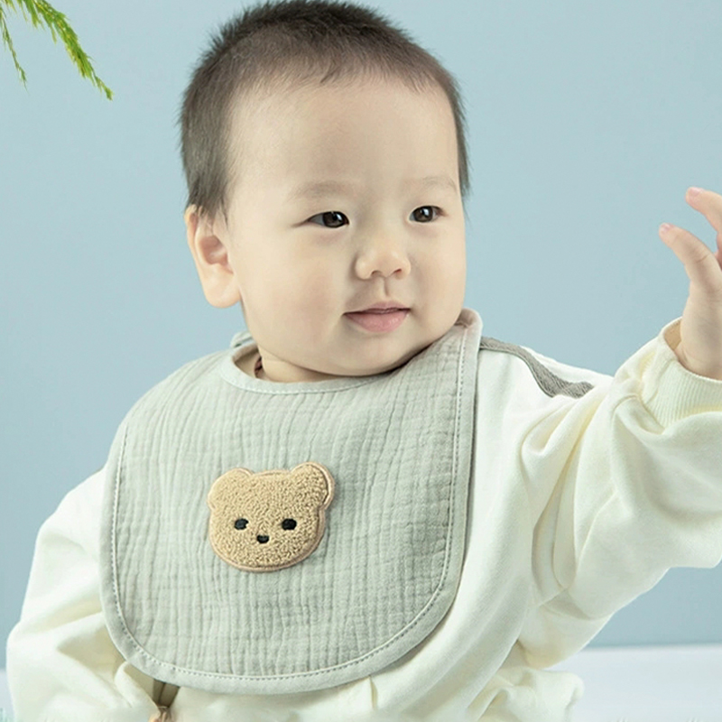 Bear Head Muslin U-shaped Bib Bear Head Muslin U-shaped Bib