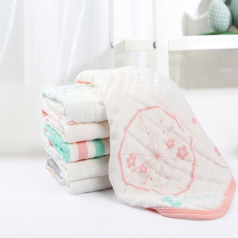 Colored Edge Gauze Square Towel