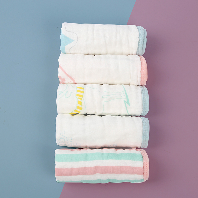 Colored Edge Gauze Square Towel