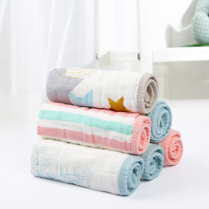 Colored Edge Gauze Square Towel