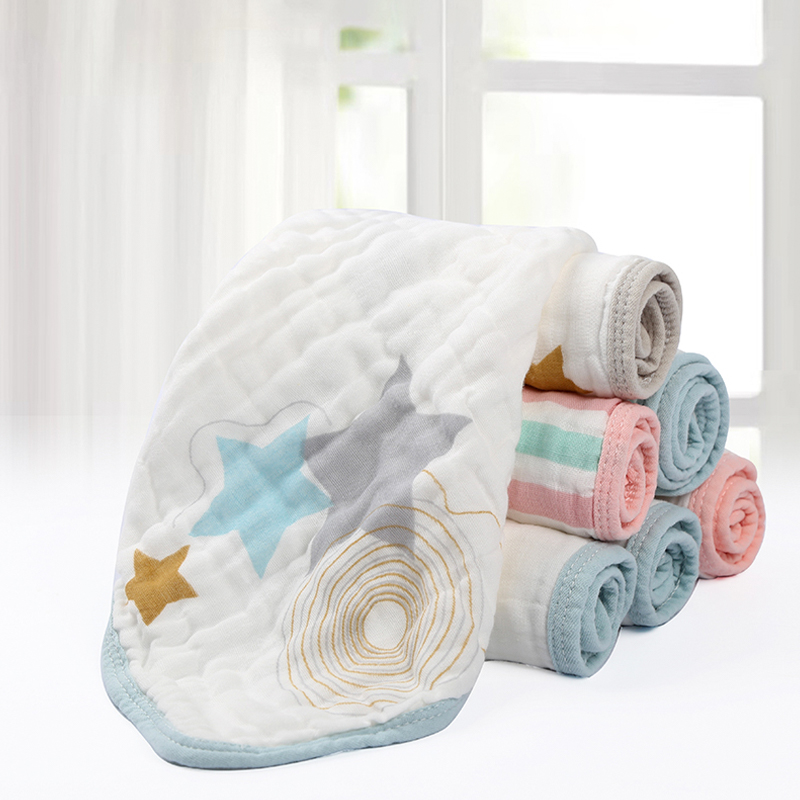 Colored Edge Gauze Square Towel