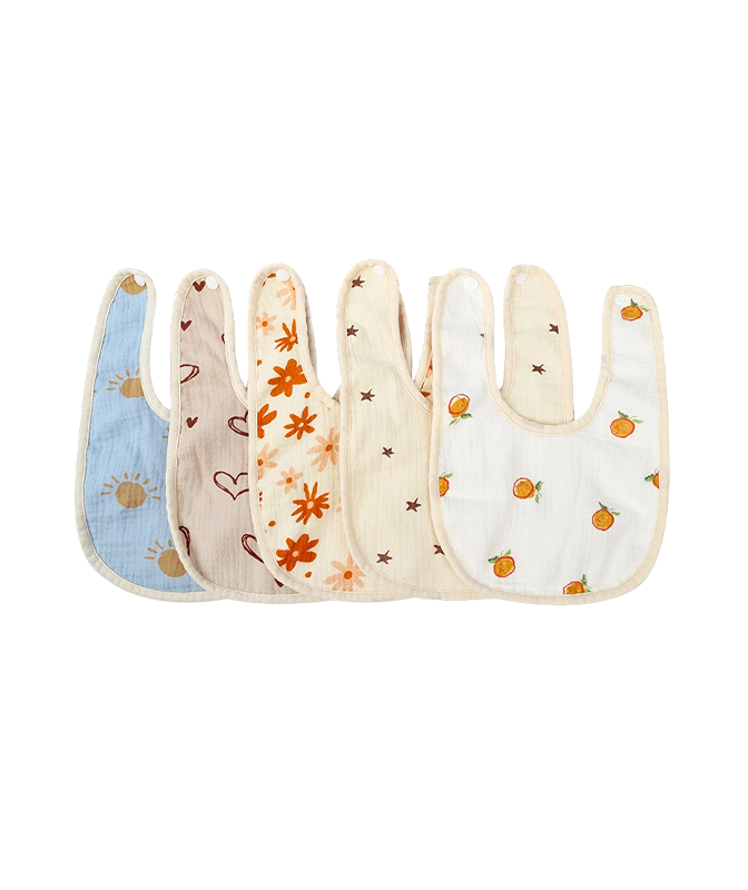 U-shaped Printed Dot Velvet Bib（Crepe Fabric）