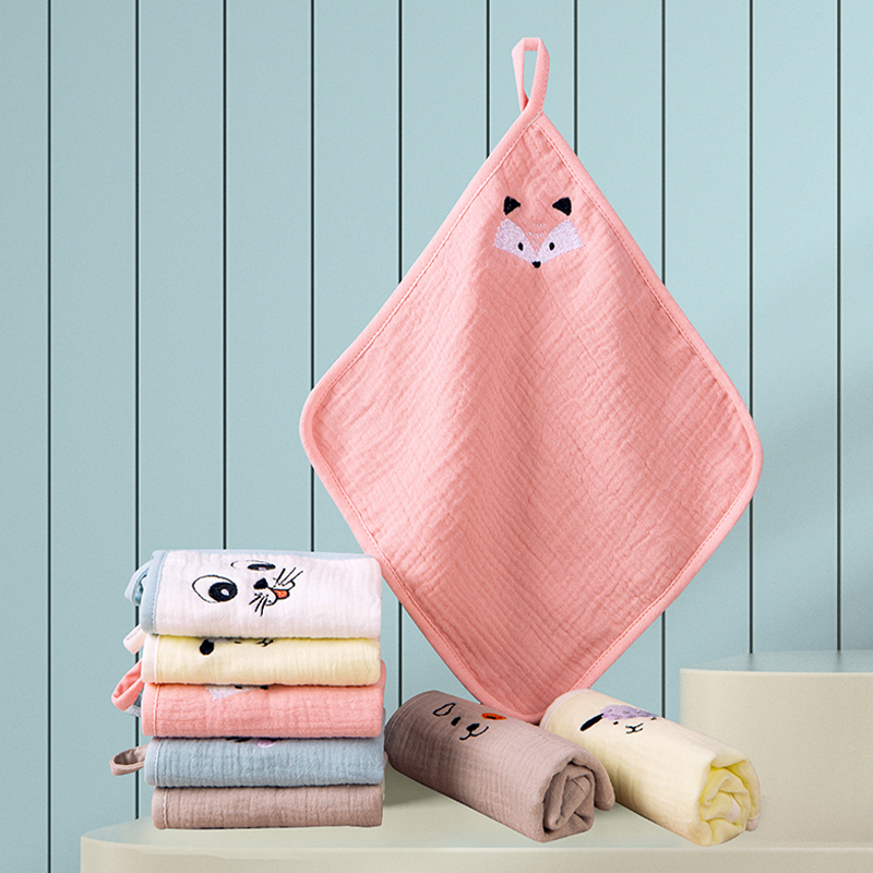 Muslin Embroidered Square Towel