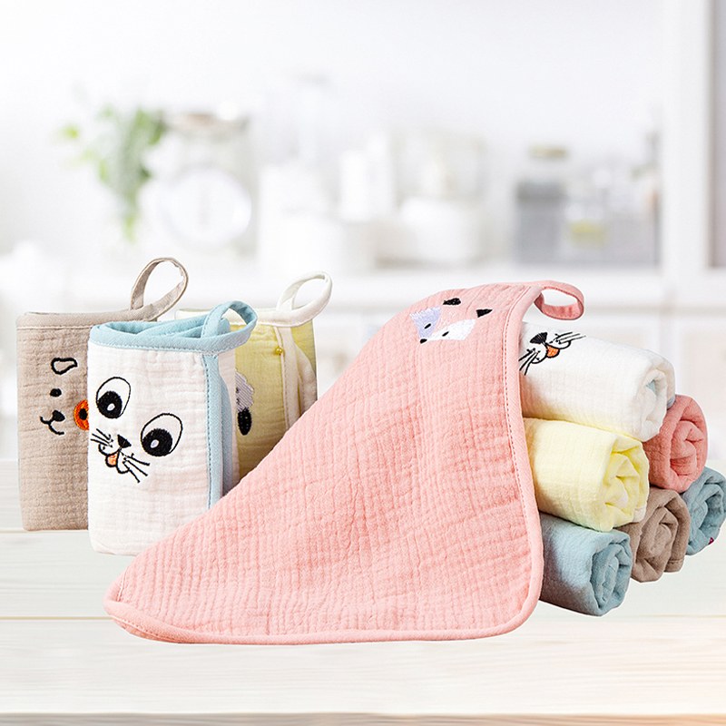 Muslin Embroidered Square Towel