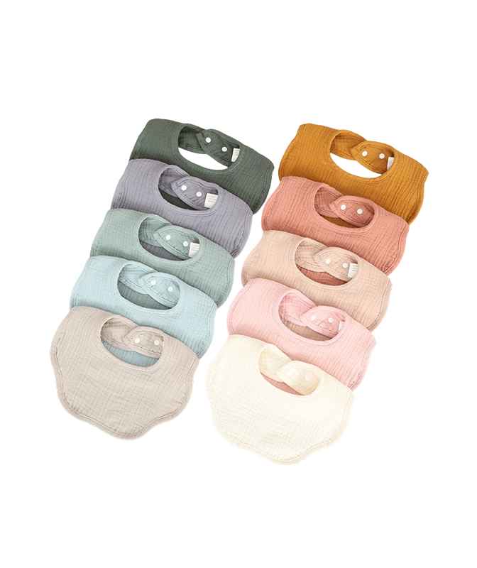 Muslin Flower Bib（Piping In Same Color)