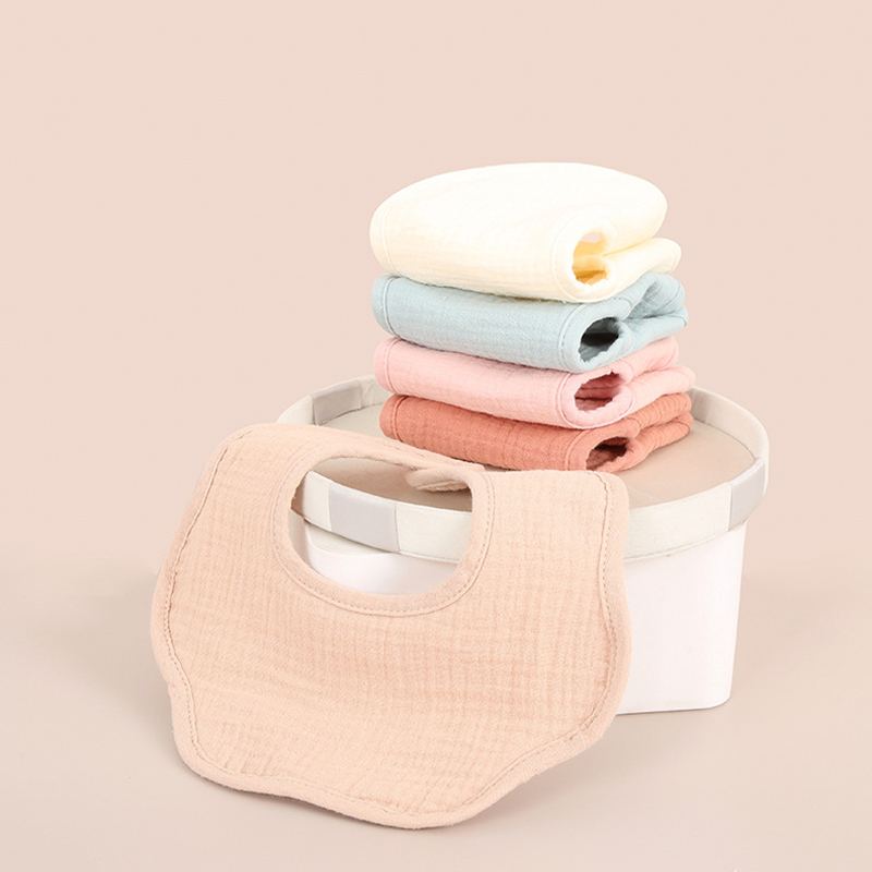 Muslin Flower Bib（Piping In Same Color)