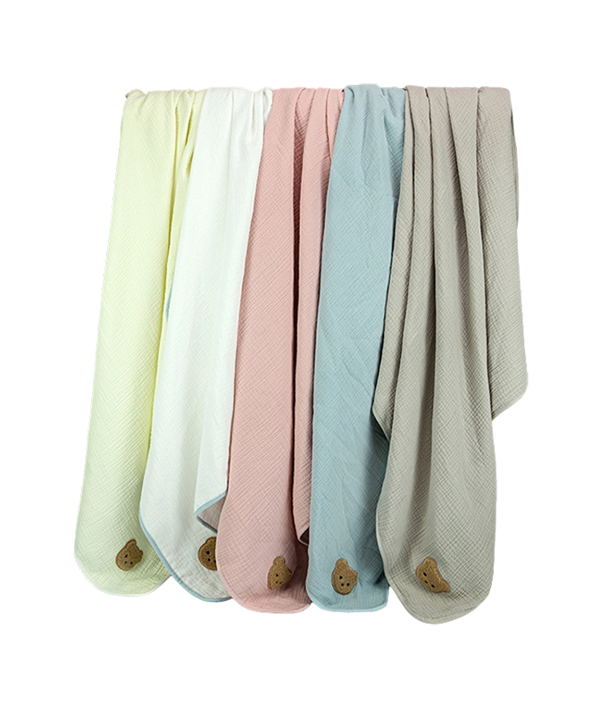 Pure Color Muslin Cartoon Bath Towel