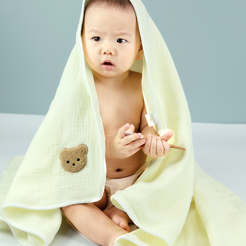Pure Color Muslin Cartoon Bath Towel