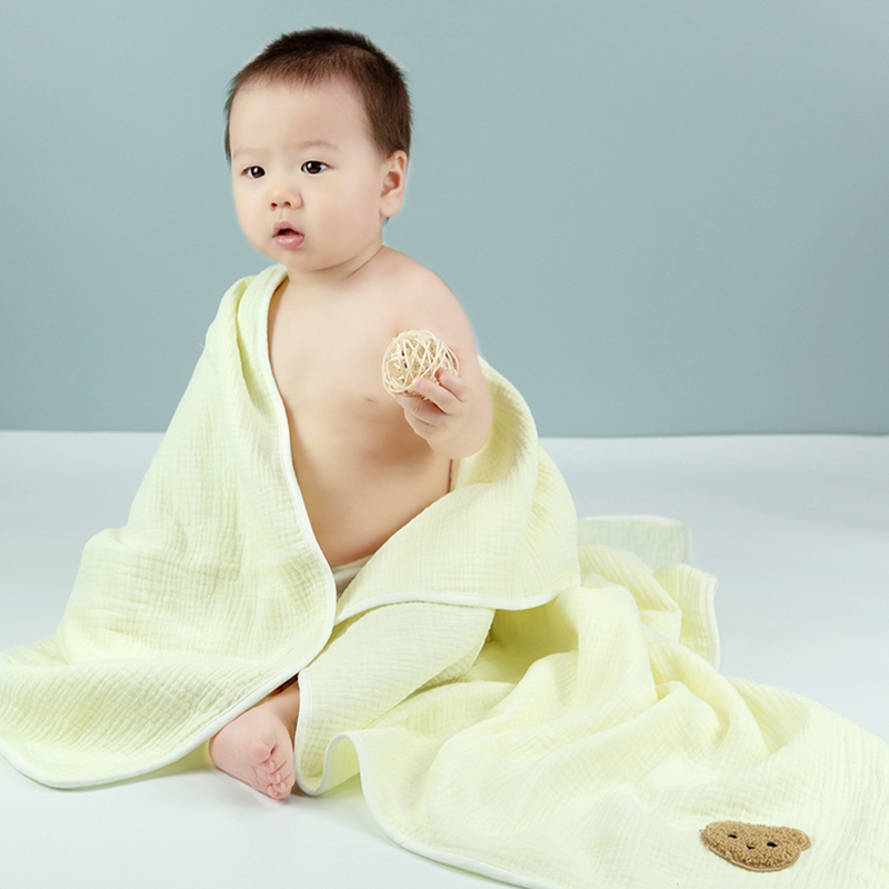 Pure Color Muslin Cartoon Bath Towel