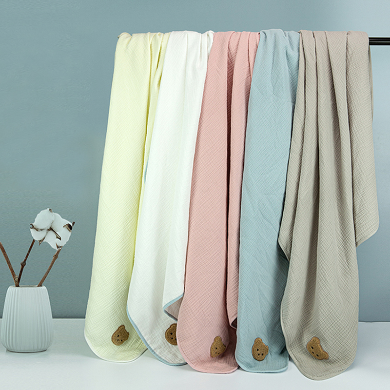 Pure Color Muslin Cartoon Bath Towel