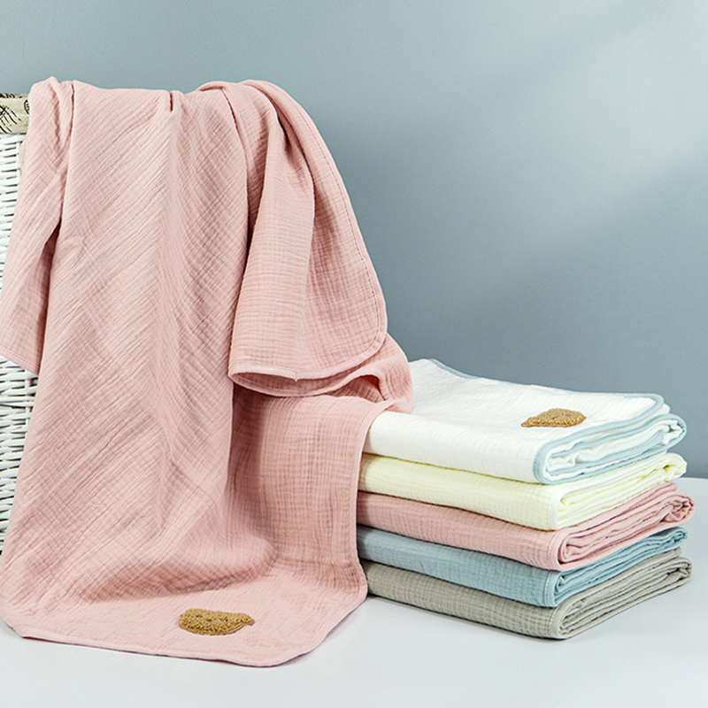 Pure Color Muslin Cartoon Bath Towel