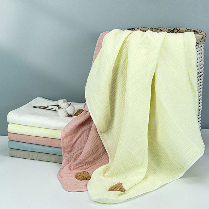 Pure Color Muslin Cartoon Bath Towel