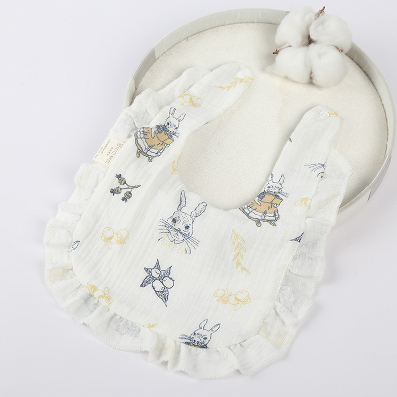 Four-Layer U-Shaped Muslin Lace Trim Bib