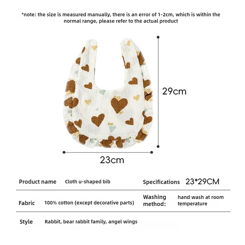 Four-Layer U-Shaped Muslin Lace Trim Bib