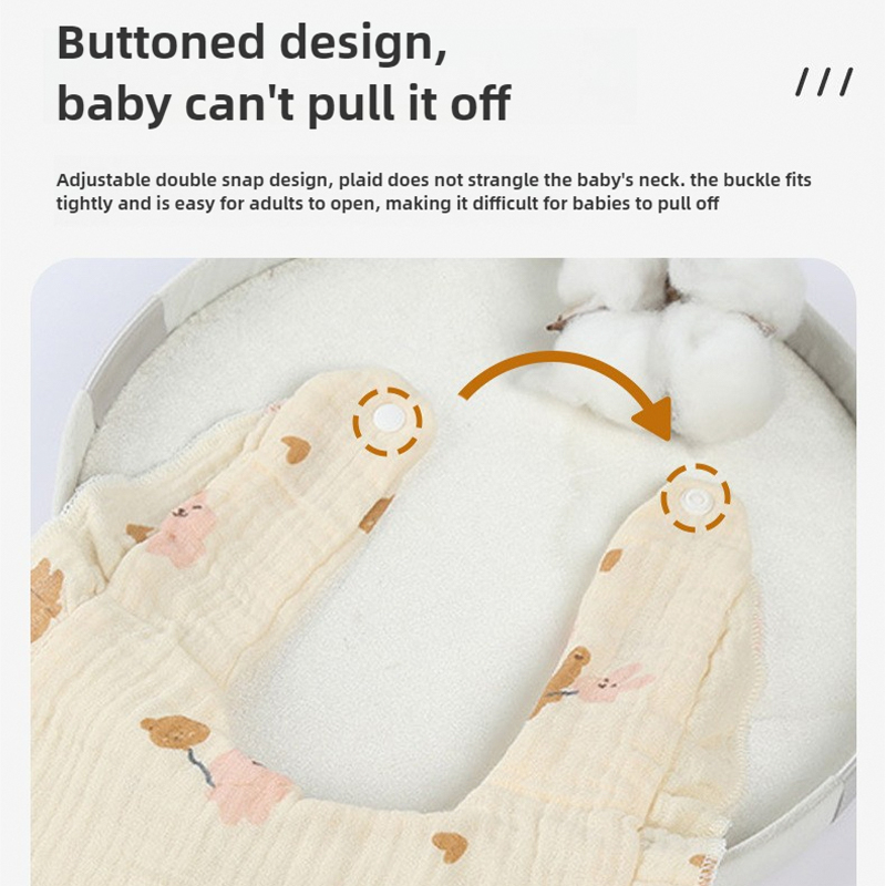 Four-Layer U-Shaped Muslin Lace Trim Bib