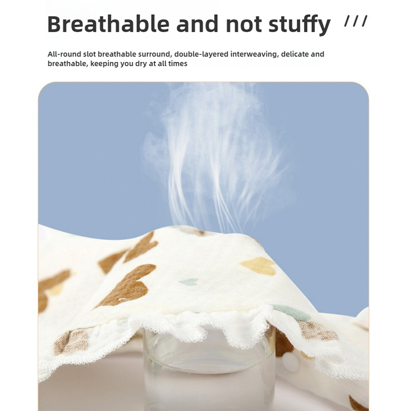 Four-Layer U-Shaped Muslin Lace Trim Bib