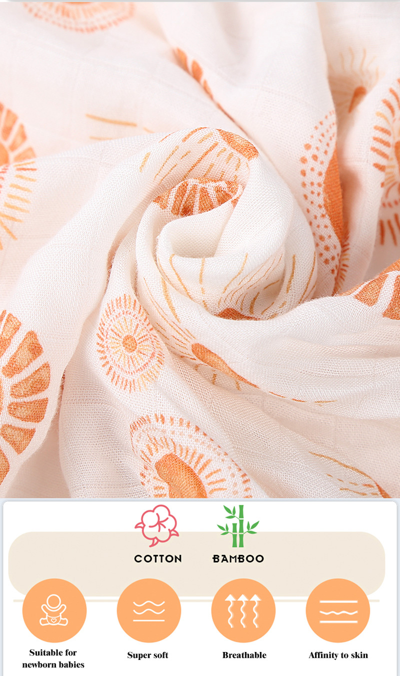 Custom Logo Soft Bamboo Fiber & Cotton Baby Muslin Swaddle Wrap Blanket