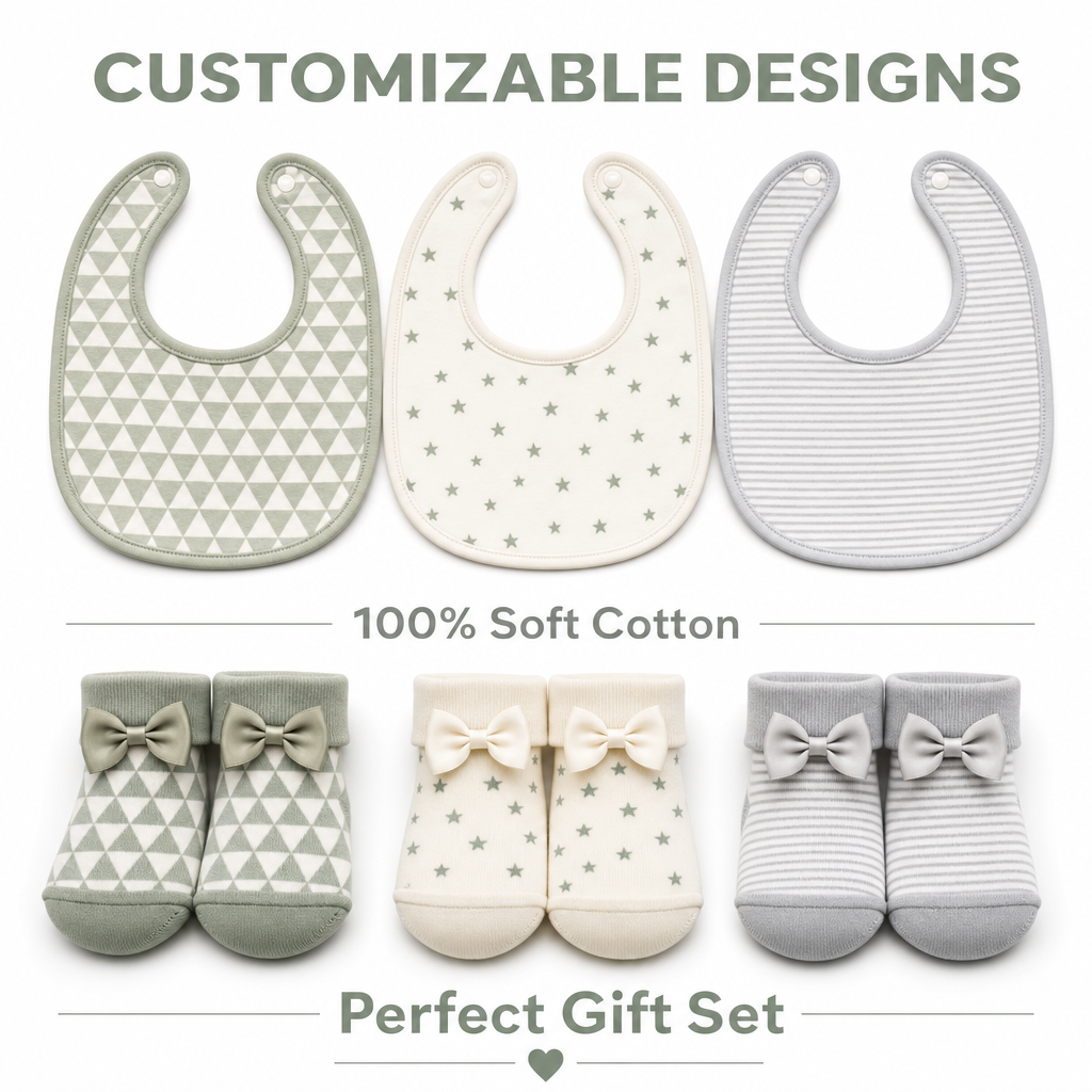 100% Cotton Eco-Friendly Strong Water Absorption Washable Baby Bibs and Sock Sets 100% Cotton Eco-Friendly Strong Water Absorption Washable Baby Bibs and Sock Sets