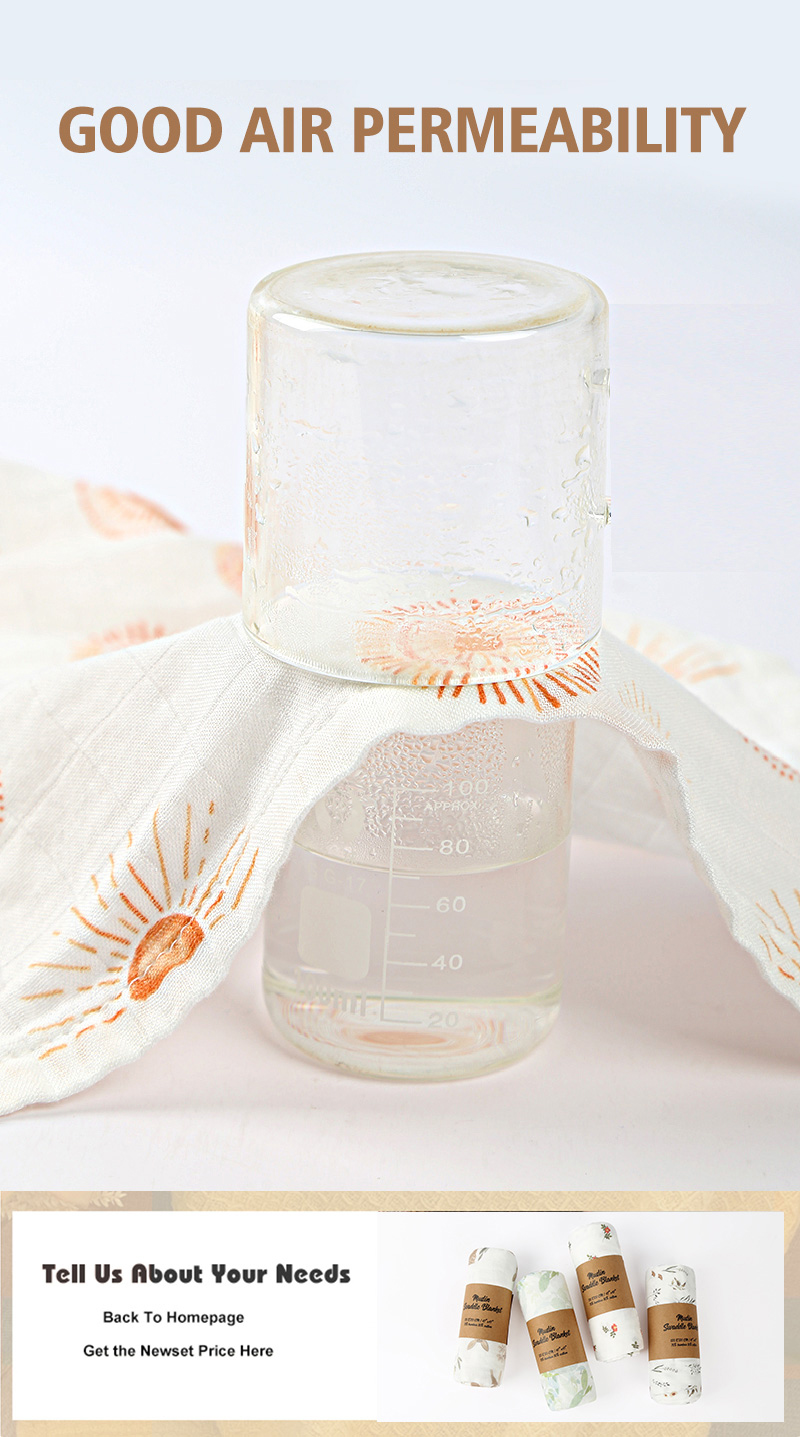 Custom Logo Soft Bamboo Fiber & Cotton Baby Muslin Swaddle Wrap Blanket