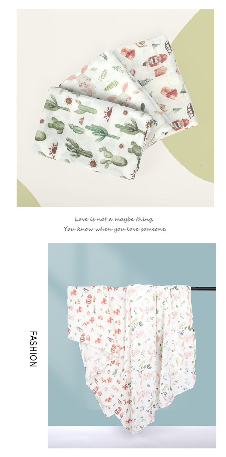 Soft Bamboo Fiber & Cotton Baby Muslin Swaddle Wrap Blanket with digital printing Soft Bamboo Fiber & Cotton Baby Muslin Swaddle Wrap Blanket with digital printing