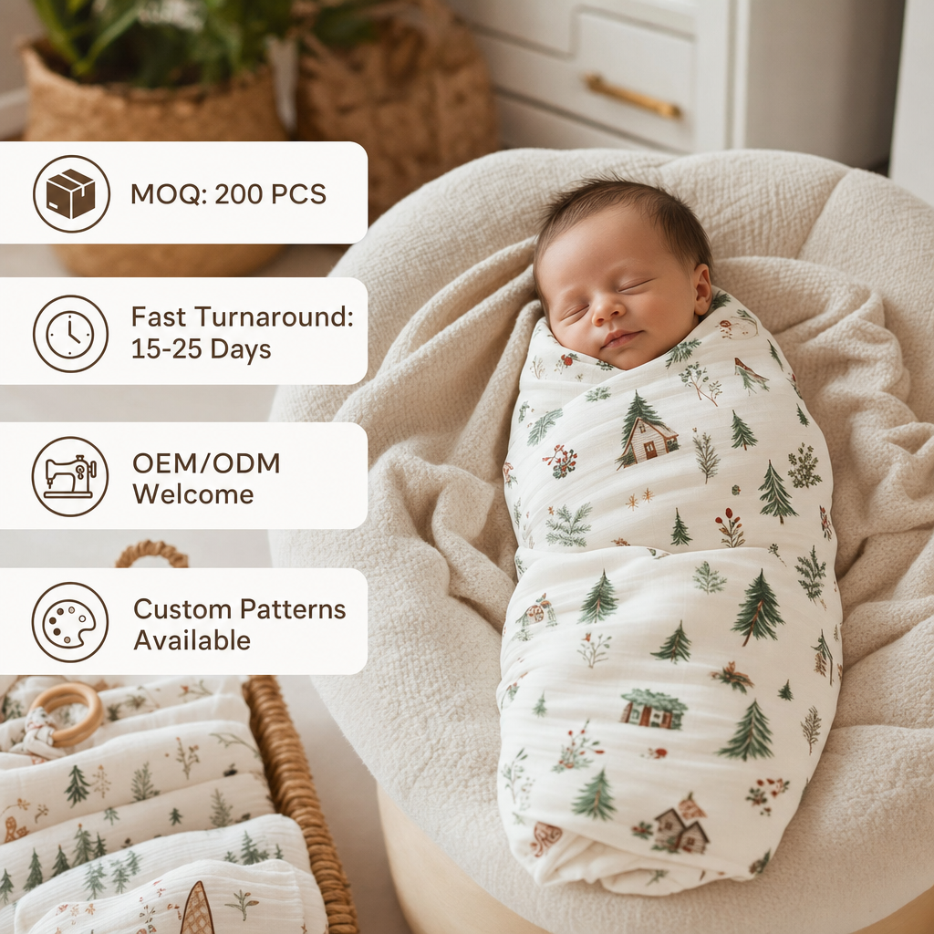 Soft Bamboo Fiber & Cotton Baby Muslin Swaddle Wrap Blanket with digital printing Soft Bamboo Fiber & Cotton Baby Muslin Swaddle Wrap Blanket with digital printing