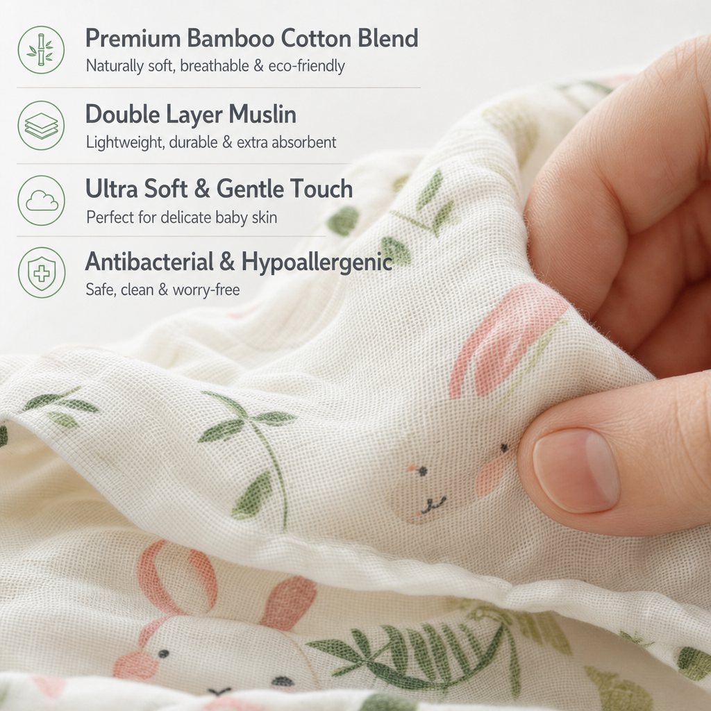 Soft Bamboo Fiber & Cotton Baby Muslin Swaddle Wrap Blanket with digital printing Soft Bamboo Fiber & Cotton Baby Muslin Swaddle Wrap Blanket with digital printing