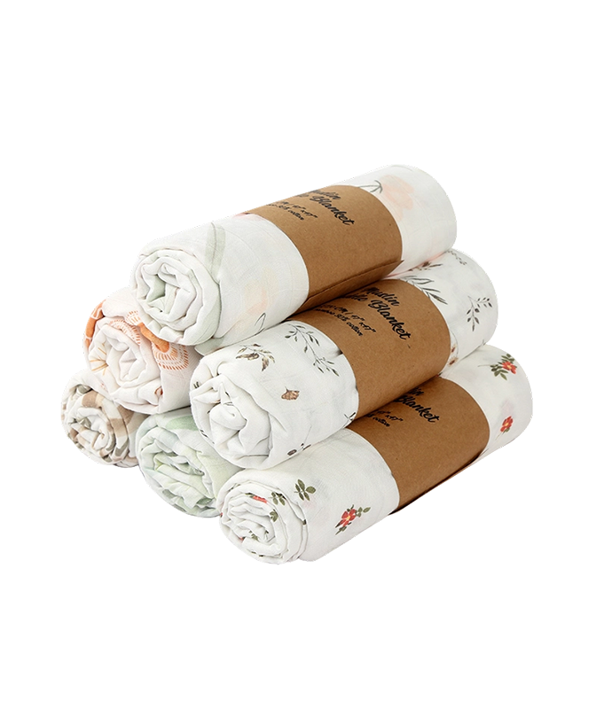 Custom Logo Soft Bamboo Fiber & Cotton Baby Muslin Swaddle Wrap Blanket Custom Logo Soft Bamboo Fiber & Cotton Baby Muslin Swaddle Wrap Blanket